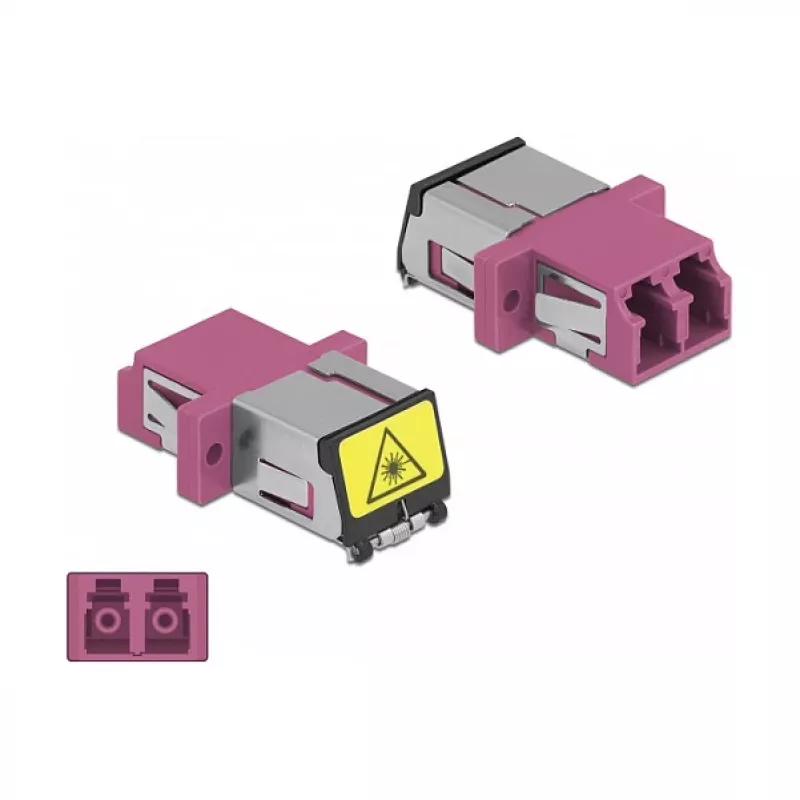 Acoplador de fibra ótica DeLOCK 86901 LC duplex fêmea para LC duplex fêmea multimodo violeta