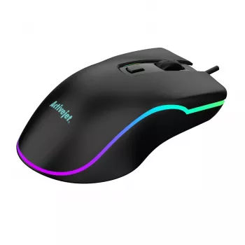Rato gaming com fios aquecido ActiveJet AMY-W390 — ambidestro, ótico 2000 DPI, USB Type-A, 4 botões, preto