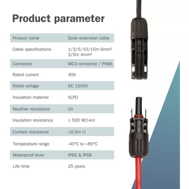 Cabo Digitus DK-SCEC66-0030 6 mm² 3 m MC4 Preto Vermelho