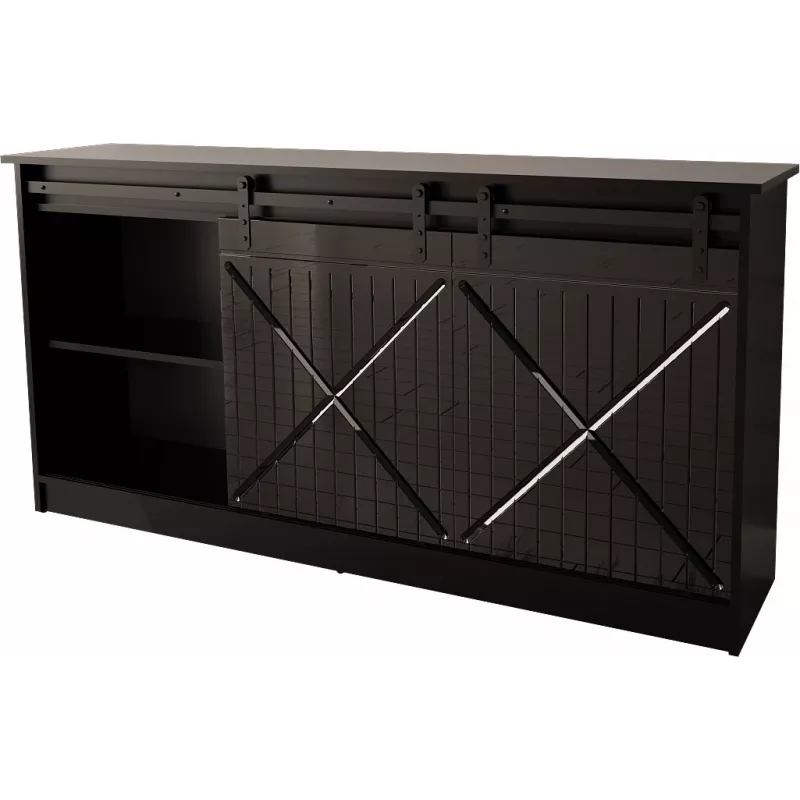 Cómoda 160x80x35 GRANERO preto/preto brilhante