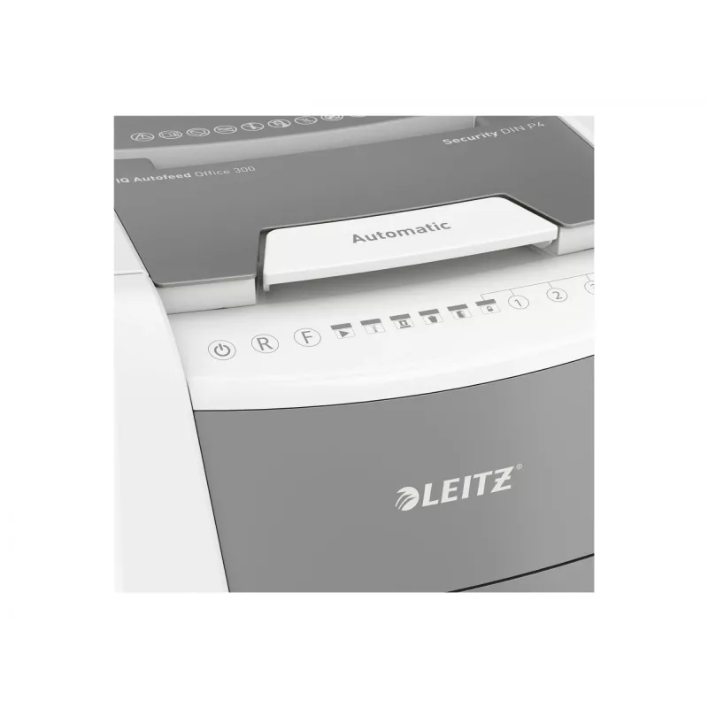 Leitz IQ Autofeed Office 300 destruidora de documentos automática P4, corte cruzado, 22 cm, 4 x 30 mm, 60 L, 500 folhas, 55 dB