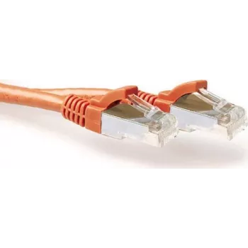 Cabo patch SFTP CAT6A ACT laranja 0,50 metros snagless com fichas RJ45