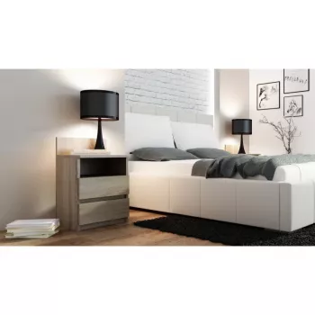 Mesa de cabeceira top e shop M1 SONOMA MAT, acabamento carvalho, 2 gavetas, 400×320×590 mm