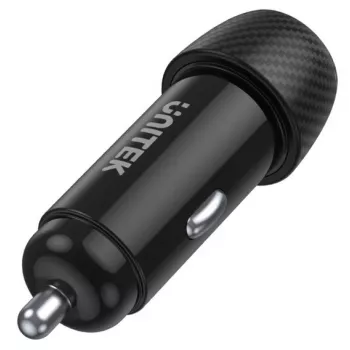 Carregador para automóvel Unitek P1400A com USB-C e USB-A, 38W, Quick Charge 3.0, entrada 12–24V, preto