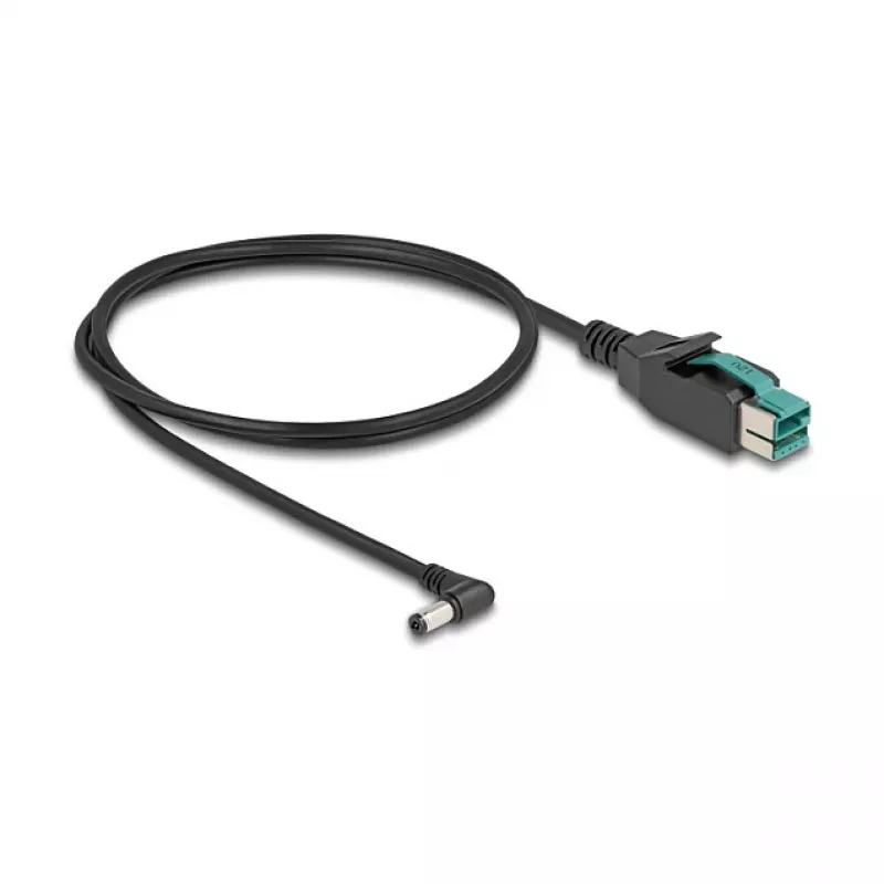 Cabo PoweredUSB DeLOCK conector macho 12 V para conector macho DC 5,5 x 2,1 mm angular 1 m