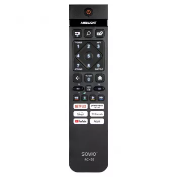 Comando à distância Savio RC-26 IR sem fios teclas de TV