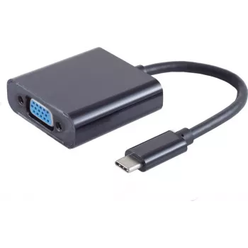 Adaptador de cabo de vídeo USB Type-C VGA D-Sub preto S/CONN 14-05006