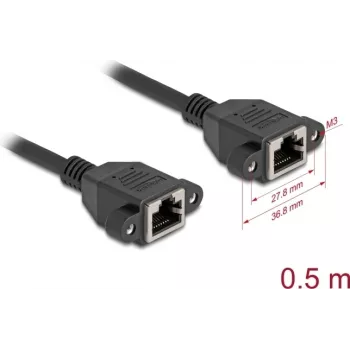 Cabo de rede DeLOCK 90783 preto 0,5 m Cat6a S/FTP RJ-45