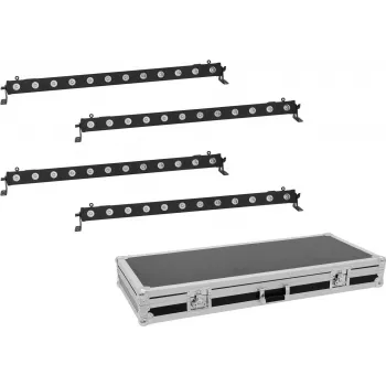 Conjunto de barras LED EUROLITE 4x LED BAR-12 QCL RGBA com flightcase