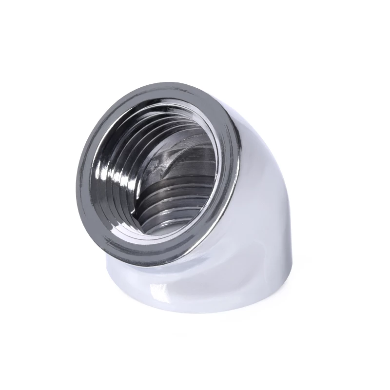 Alphacool 17593 conector de mangueira a 45°, G1/4 fêmea para G1/4 fêmea, cromado