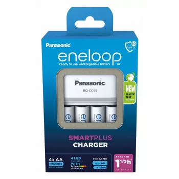 Carregador de pilhas PANASONIC Eneloop Smartplus BQ-CC55 + 4x AA 2000 mAh (K-KJ55MCD40E)