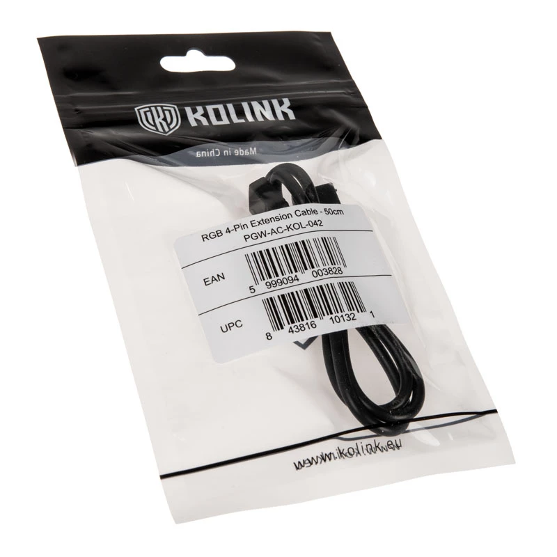 Cabo de extensão ARGB 4-Pin Kolink ARGB 4-Pin 0,5 m, 4-Pin macho para 4-Pin macho, 0,5 m de comprimento