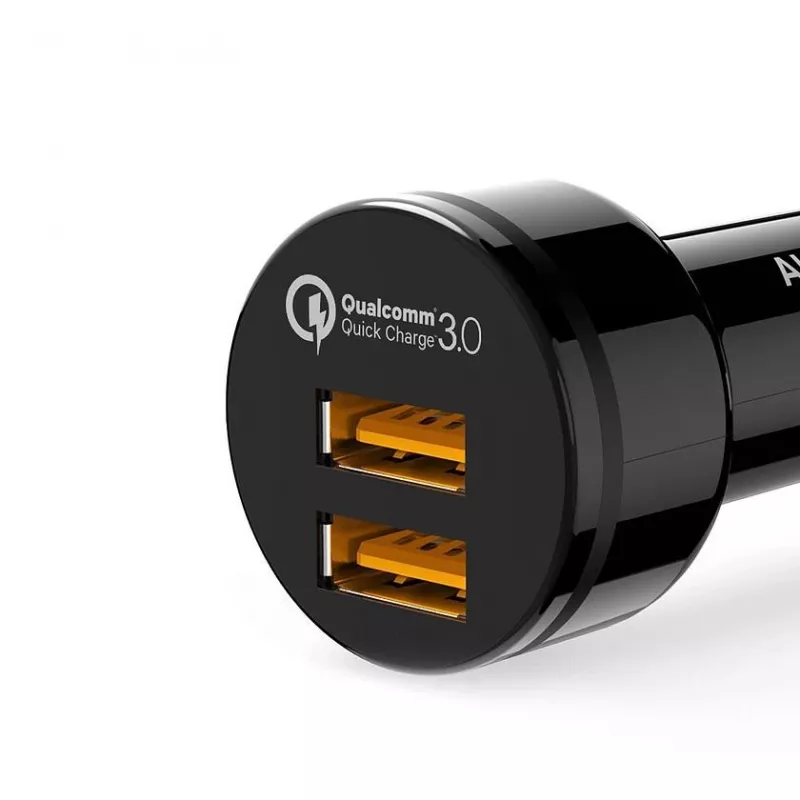 Carregador de automóvel ultrarrápido CC-T8 2xUSB 3.0 6A 36W + cabo Micro-USB 1m