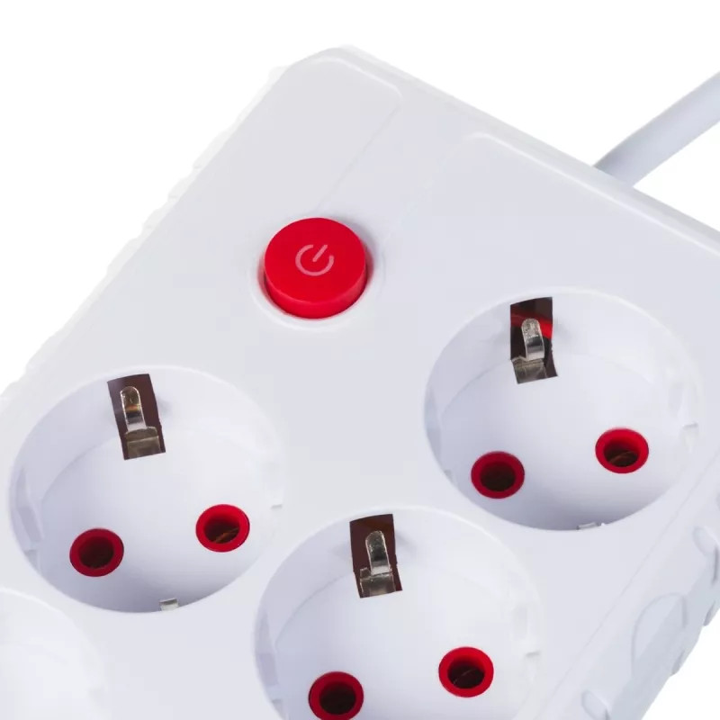 Extensão elétrica MACLEAN MCE392 W — 4 tomadas F, 3×USB A, 110–240 V, 2,1 A máx, 2500 W, cabo de 1,5 m, branco