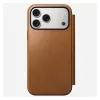 Capa tipo carteira para telemóvel Nomad Modern Leather Folio para iPhone 17 Pro Max – tan, compatível com ecrã até 17,5 cm (6,9 polegadas), 4 compartimentos para cartões