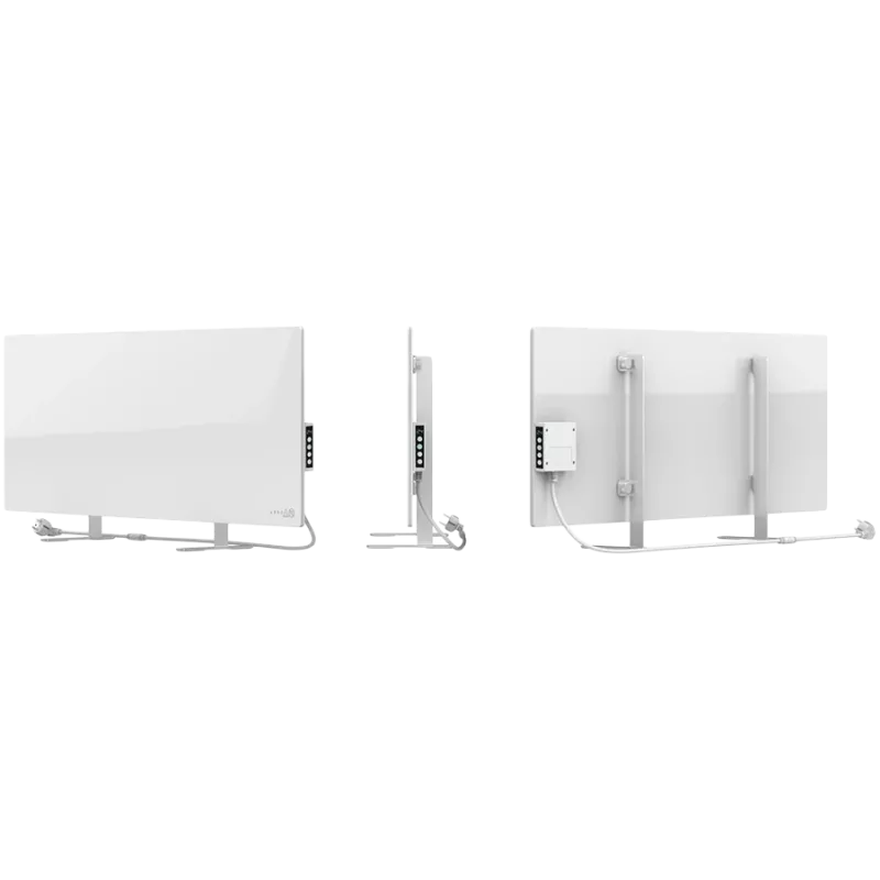 Aquecedor inteligente AENO Premium Eco, 700 W, vidro temperado, aquecimento infravermelho + convecção, ecrã LED, tipo de ficha: Europa (tipo E/F), BRANCO