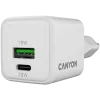 Carregador Canyon CU20AC GaN 20W PD, 2 portas (USB-A/USB-C) WH retalho (CNS-CUW20AC)