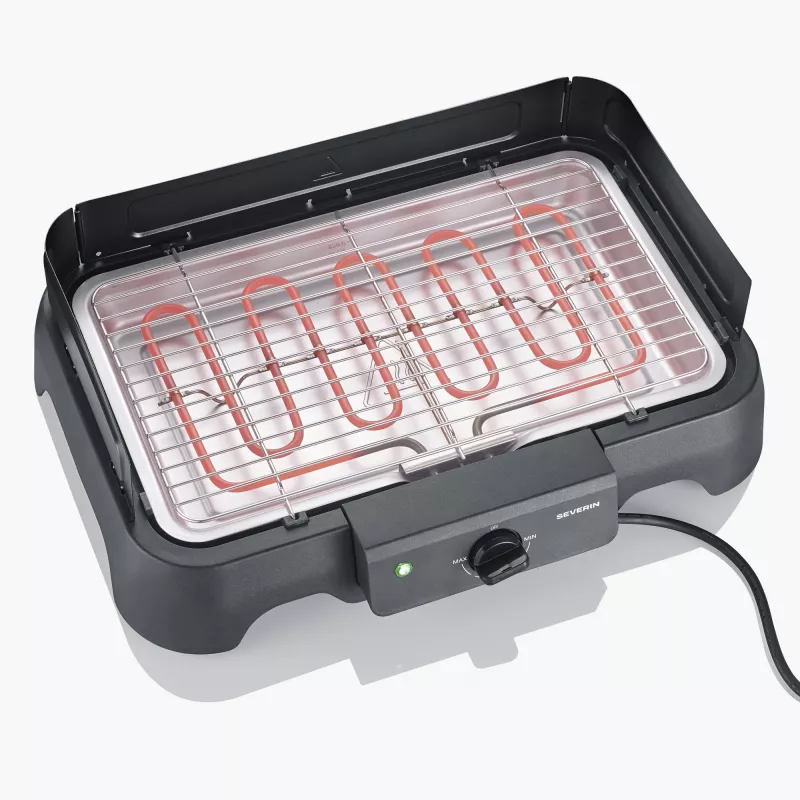 Grelhador elétrico de mesa SEVERIN PG 8593, 2000 W, grelha retangular, preto