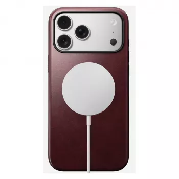 Capa de pele Nomad Modern para iPhone 17 Pro Max (6,9 polegadas) – borgonha, pele+TPU+PC