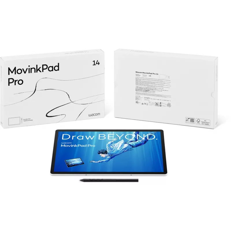 Wacom MovinkPad Pro 14, com fios e sem fios, 5080 lpi, 302 x 189 mm, USB/Bluetooth, 1 cm, caneta