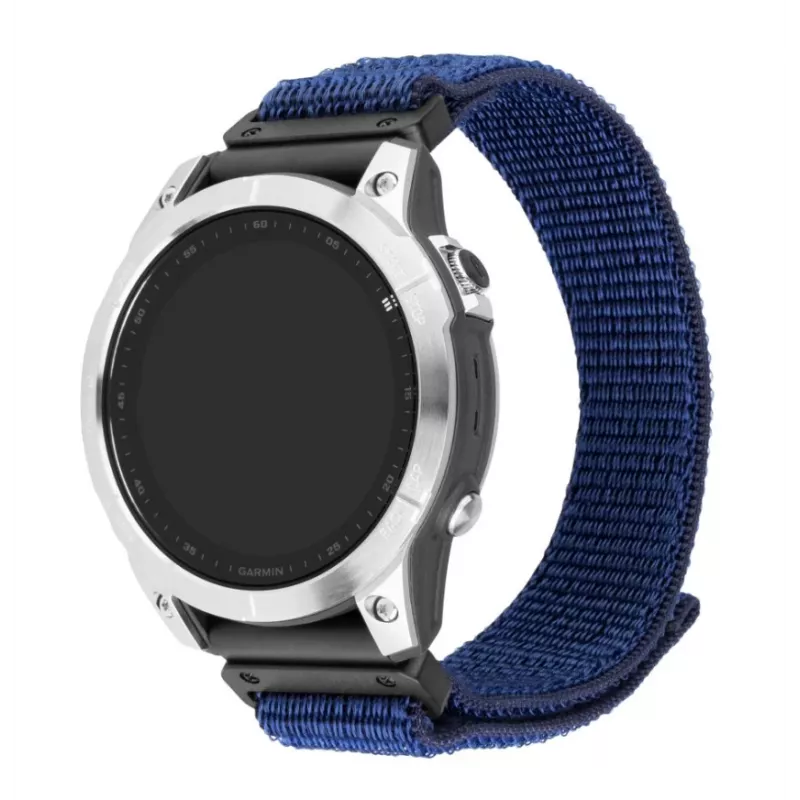Bracelete desportivo de substituição FIXED para Garmin QuickFit 22 mm — nylon azul-escuro, 160–210 mm