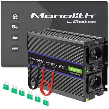 Inversor QOLTEC Monolith 3000 MS Wave, 12V→230V, 1500/3000W, com USB
