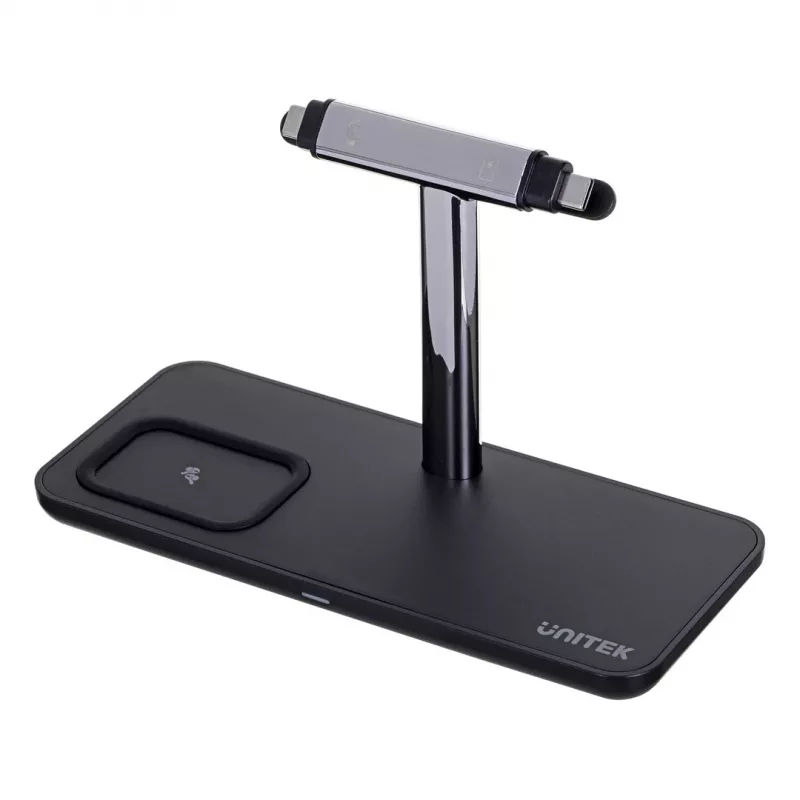 Estação de carregamento autónoma UNITEK P1212A 15 W sem fios ABS preto prateado