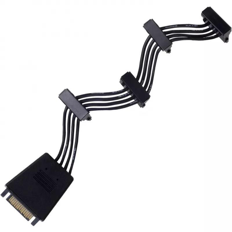SilverStone SST-CP06-E4 cabo divisor de alimentação SATA, 1x 15 pinos para 4x 15 pinos