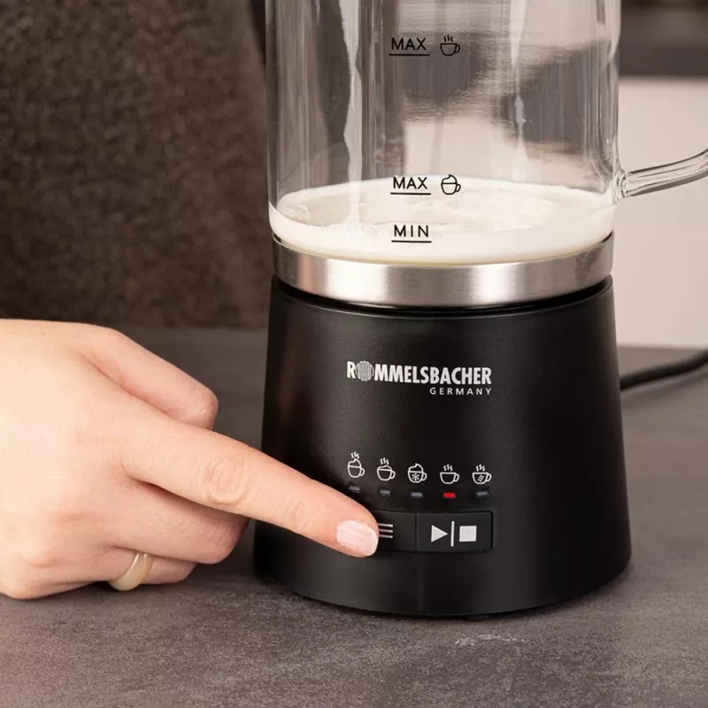 Espumador de leite Rommelsbacher 500ml aço inoxidável preto MS 625 (MS 625)