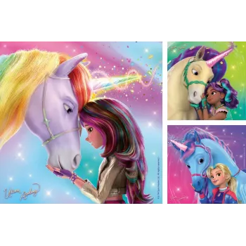Puzzle Ravensburger Unicorn Academy – 3 x 49 peças, conjunto para criança