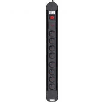 Extensão de energia MACLEAN MCE11 — 8 tomadas AC, cabo de 1.5 m, interior, preto, com interruptor on/off