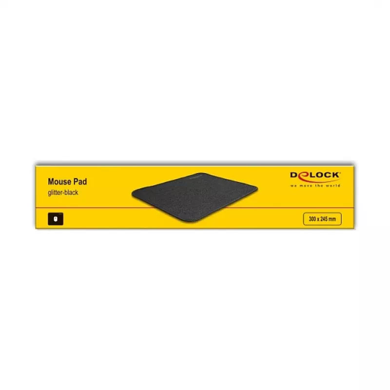 Tapete de rato DeLOCK preto brilhante 300x245mm borracha antiderrapante