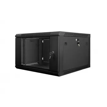 Armário de instalação de parede Lanberg 19'' 6U 600x600mm preto (porta de vidro)