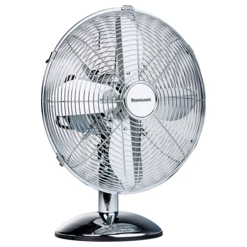 Ventilador de mesa Ravanson WT-7033N inox, 33,5 cm de diâmetro, 35 W, 3 velocidades, oscilação de 90°, caixa em metal