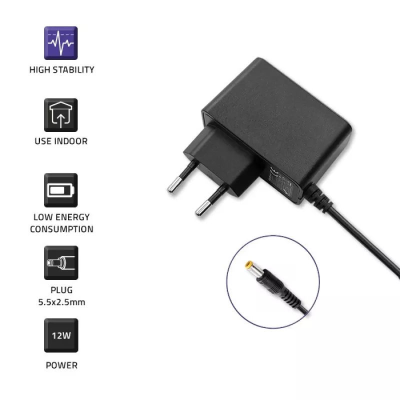 Fonte de alimentação Qoltec 52401 12 W interior preto para impressora POS
