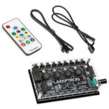 Controlador de ventoinhas e ARGB Lamptron CY816 preto — 6 ligações para ventoinhas, 8 zonas ARGB