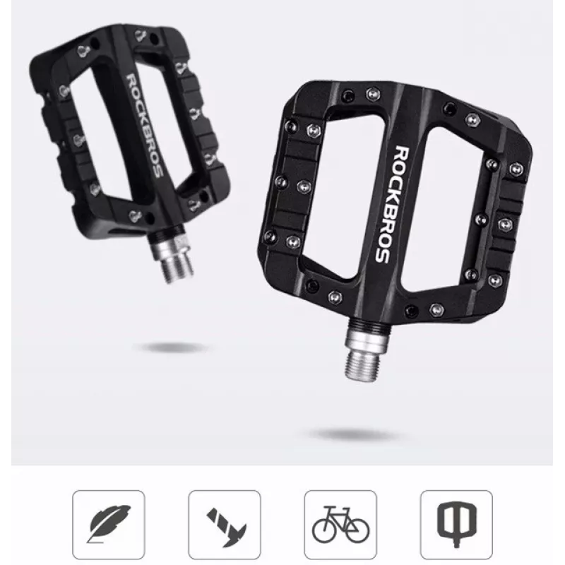 Pedais de bicicleta Rockbros 2017-12CBK em nylon - preto