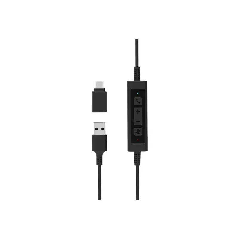 PORT CONNECT | Auscultadores estéreo USB PRO ON'R 300 | com fios | on-ear | cancelamento de ruído | preto