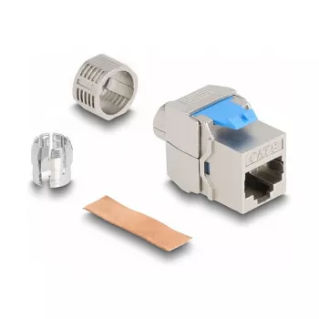 Módulo Keystone DeLOCK RJ45 fêmea para LSA Cat.8.1 sem ferramentas plano metálico
