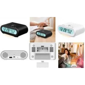 Rádio-Despertador LogiLink SC0121W FM USB com Botões Táteis, Função de Alarme Branco