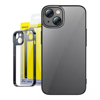 Conjunto Baseus Glitter com capa transparente e vidro temperado para iPhone 14 Plus (preto)