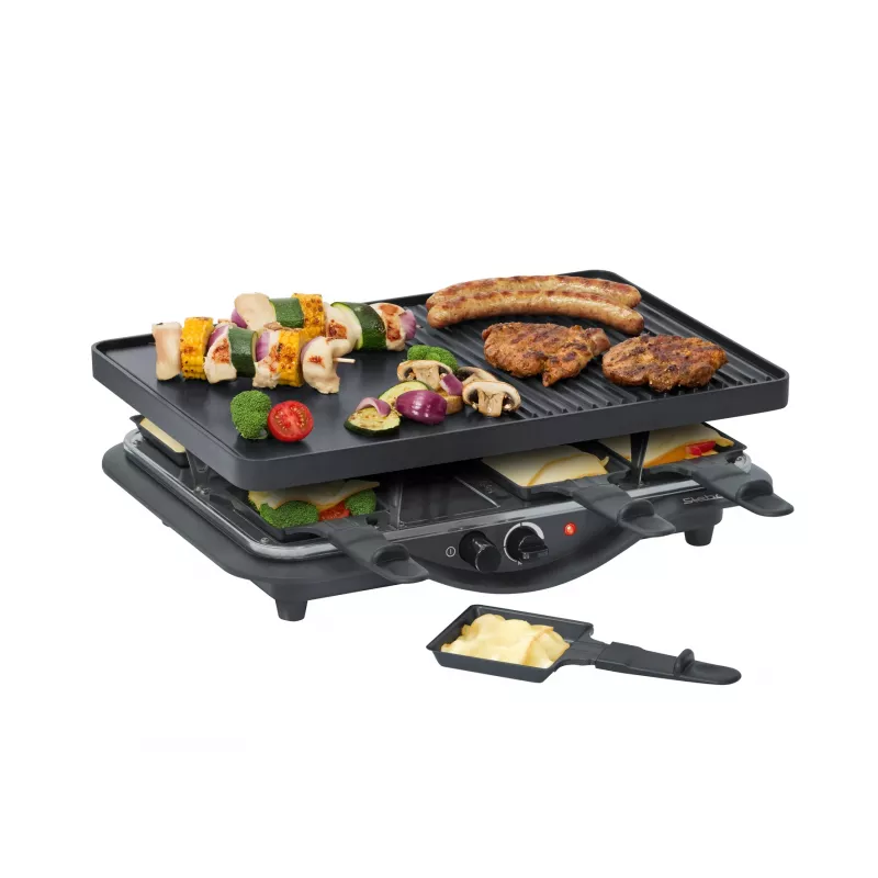 Steba RC 28 grelhador raclette de ferro fundido, 1400 W, 8 panelas, preto