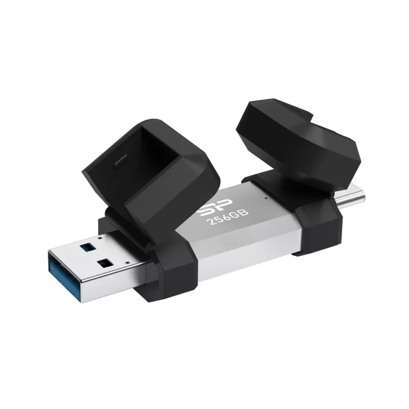Pen drive Silicon Power 256 GB USB Type-A / USB Type-C, USB 3.2 Gen 1, tampa de alumínio e borracha
