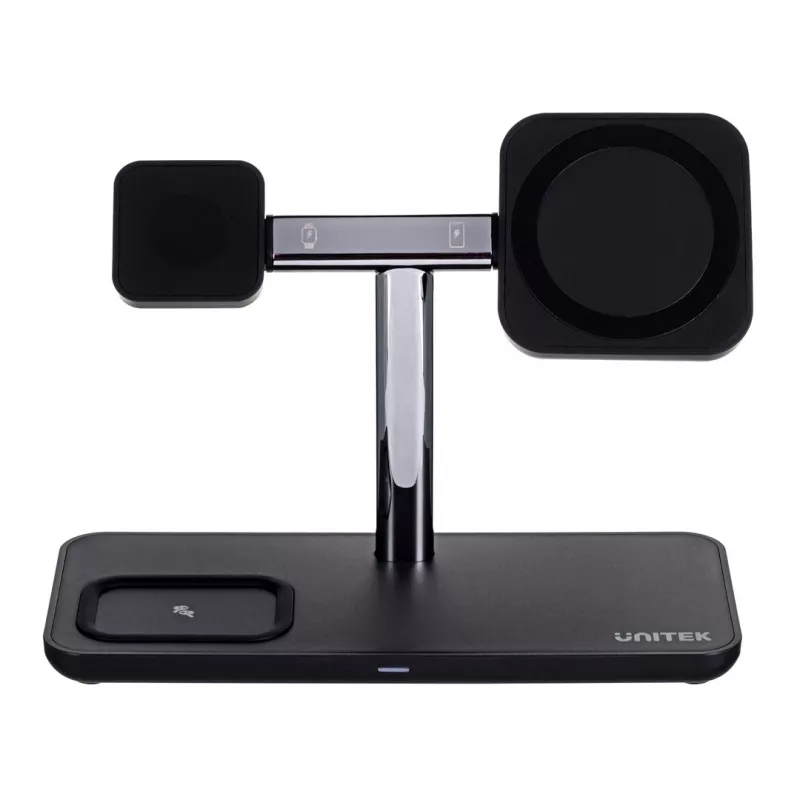 Estação de carregamento autónoma UNITEK P1212A 15 W sem fios ABS preto prateado