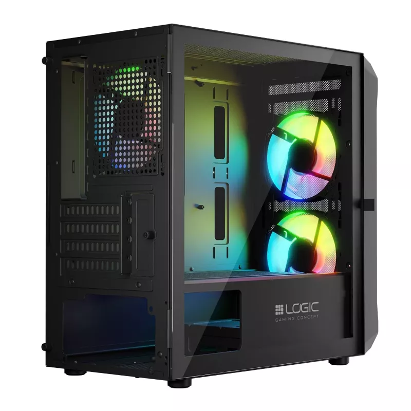 Caixa de computador Logic Concept Portos Mini ARGB Micro ATX preto