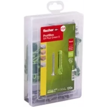 fischer ProfiBox - conjunto de buchas e parafusos para parede SX Plus Green S Ø 4,5/5/6/8 mm x 30/40/55 (567898)