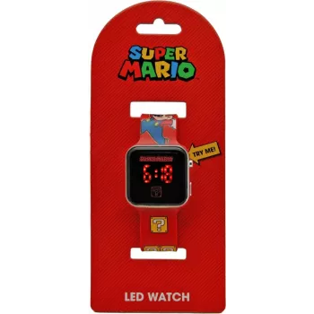 Relógio de pulso Kids Euroswan LED Super Mario vermelho relógio infantil digital com ecrã LED