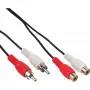 Cabo de áudio InLine 2x RCA ficha / conector fêmea 20m, 2 x RCA, ficha, 2 x RCA, conector fêmea, 20 m, preto