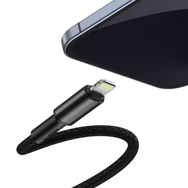 Cabo trançado de alta densidade Baseus Type-C para Lightning, PD, 20W, 1m (preto)
