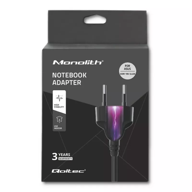 Fonte de alimentação Qoltec para portátil ASUS 65W 3,42A 19V 5,5x2,5 50018.65W